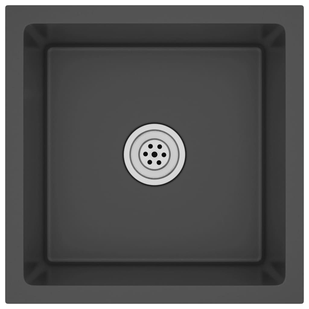 vidaXL Handmade Kitchen Sink Black Stainless Steel - Contemporary Design