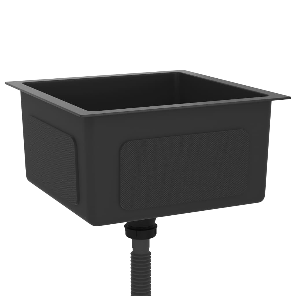 vidaXL Handmade Kitchen Sink Black Stainless Steel - Contemporary Design