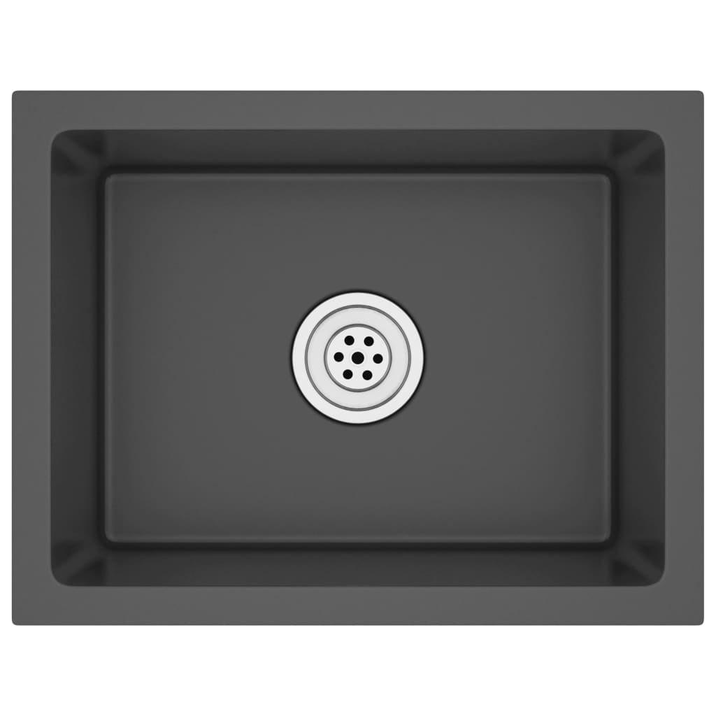 vidaXL Handmade Kitchen Sink Black Stainless Steel - Contemporary Design