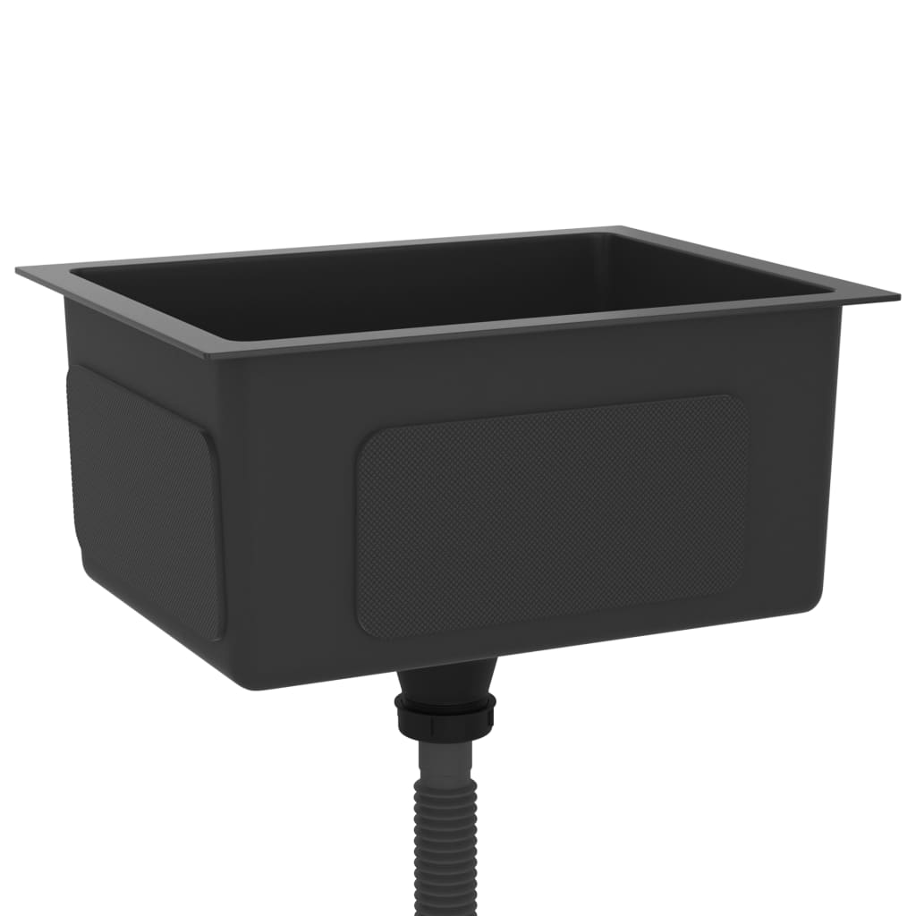 vidaXL Handmade Kitchen Sink Black Stainless Steel - Contemporary Design