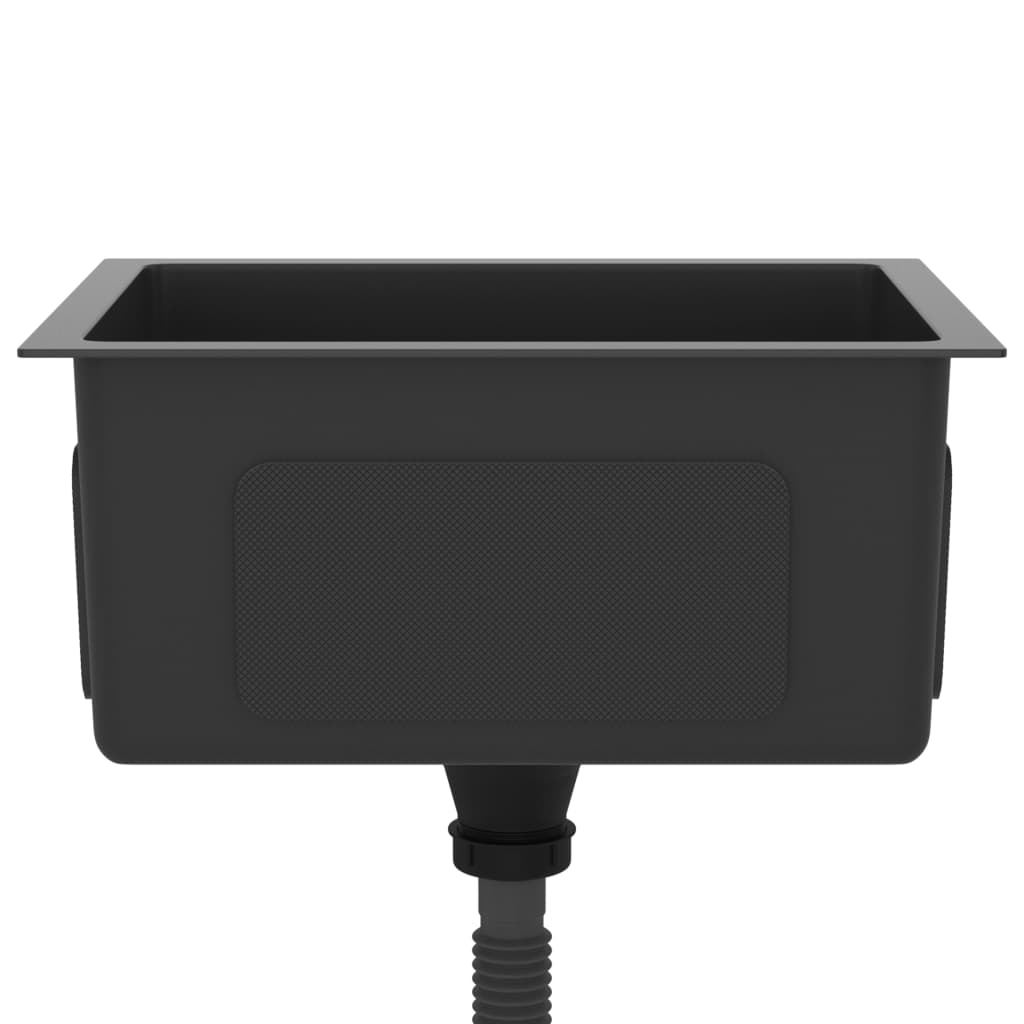vidaXL Handmade Kitchen Sink Black Stainless Steel - Contemporary Design