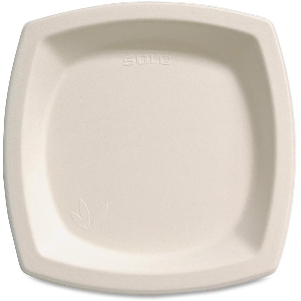 Solo Bare 6-7/10" Eco-Forward Square Plates - 125/Pack - Microwave Safe - Off White