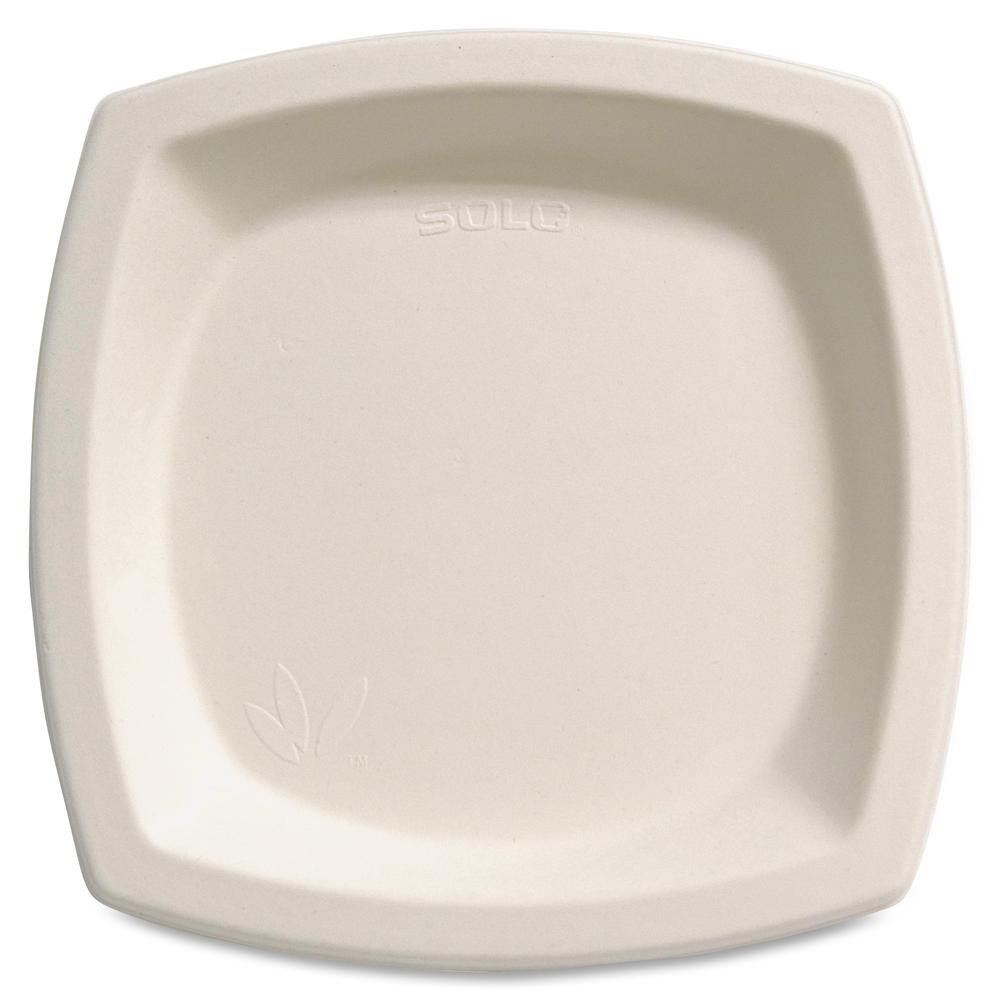Solo Bare 6-7/10" Eco-Forward Square Plates - 125/Pack - Microwave Safe - Off White