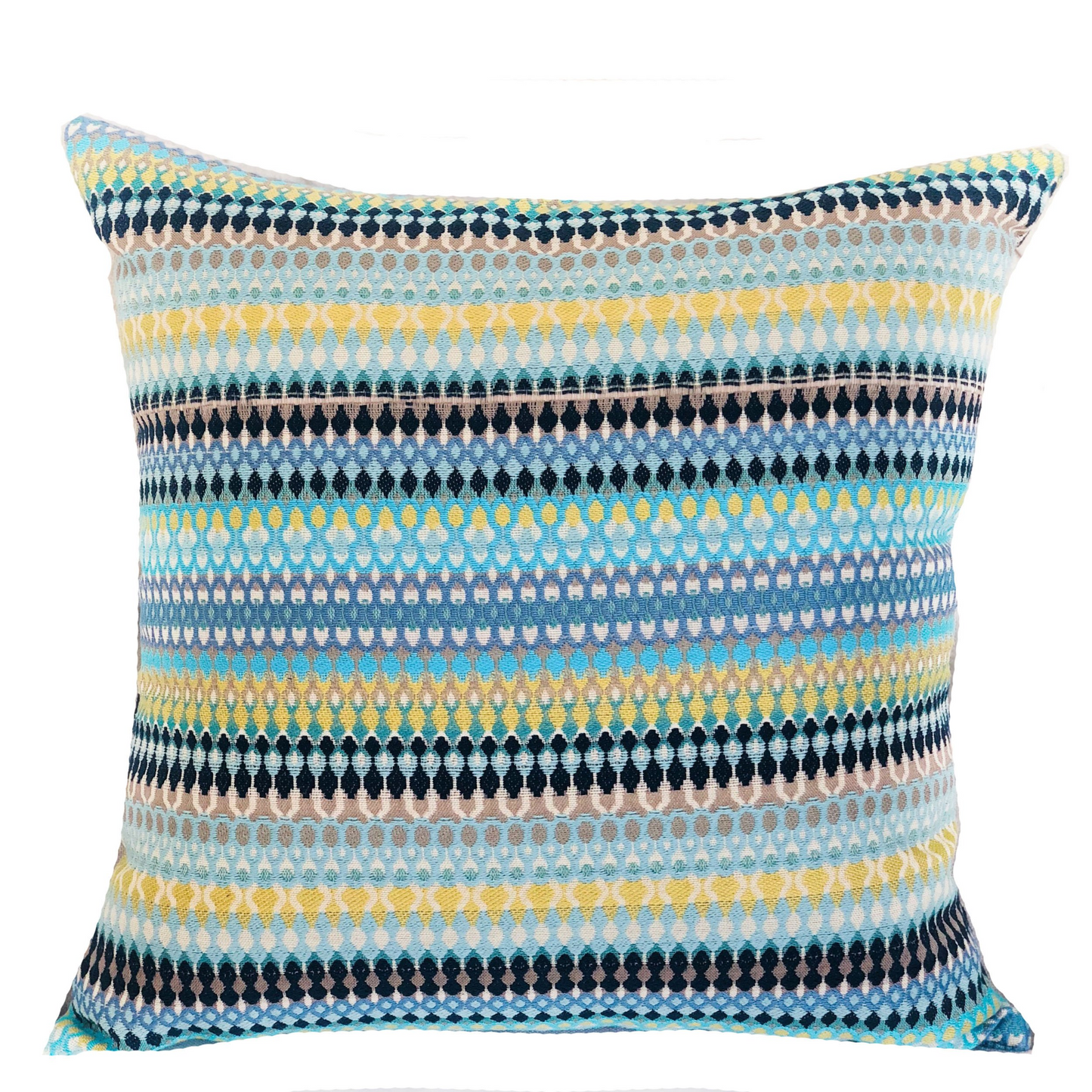 Lake Marsh Turquoise Yellow and Navy Handmade Luxury Pillow - Plutus