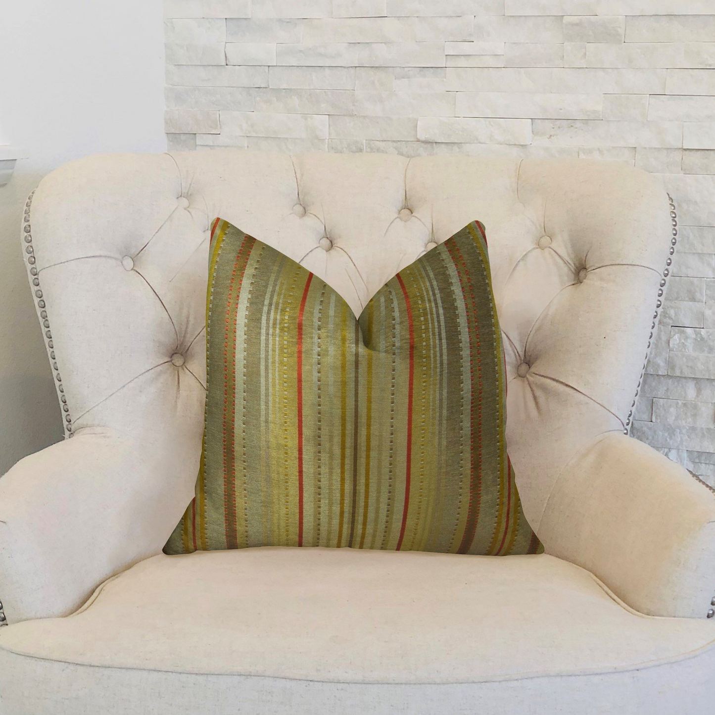 Macedonia Gold Red and Silver Handmade Luxury Pillow - Elegant Decorative Pillow