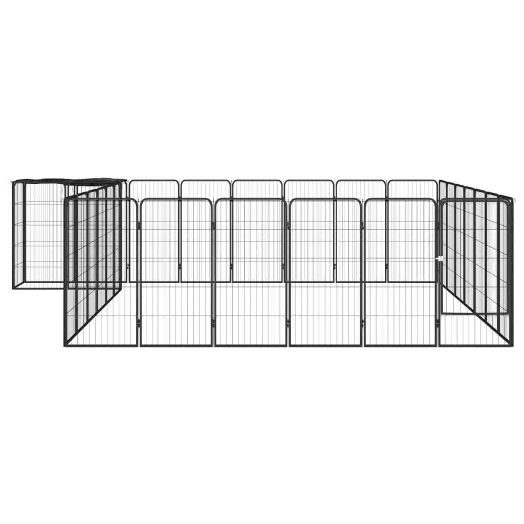 vidaXL 30-Panel Dog Playpen Black 19.7"x39.4" - Powder-coated Steel