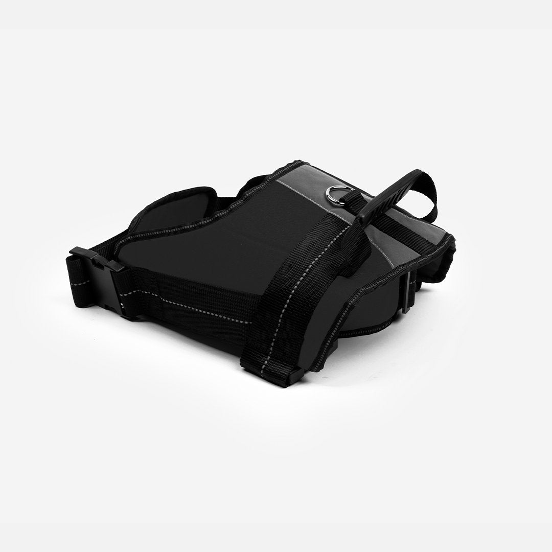 Heavy Duty Harness Black - Durable and Adjustable Dog Harness with Reflective Stripes and Handle