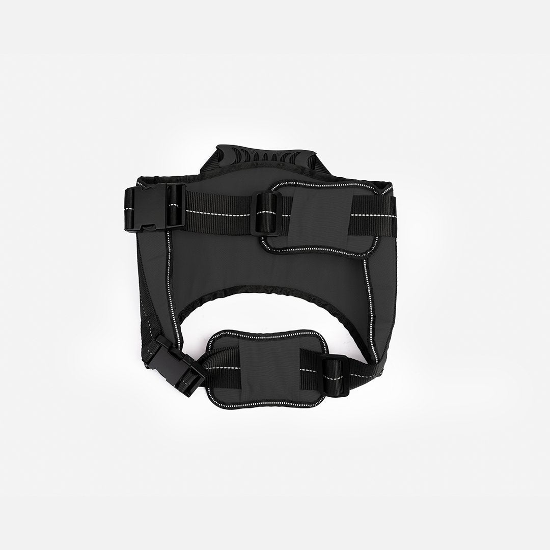 Heavy Duty Harness Black - Durable and Adjustable Dog Harness with Reflective Stripes and Handle