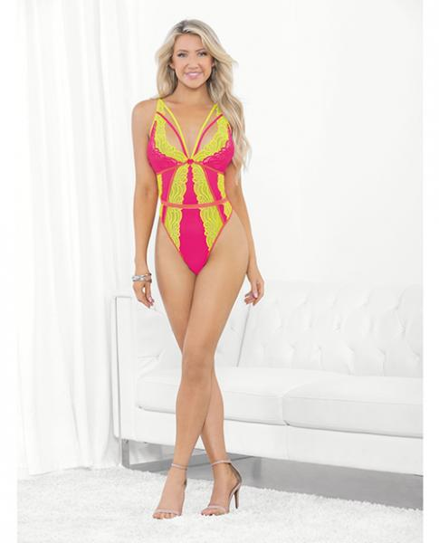 Festival Wear Strappy Teddy with Brazilian Back Neon LG | Shop Now