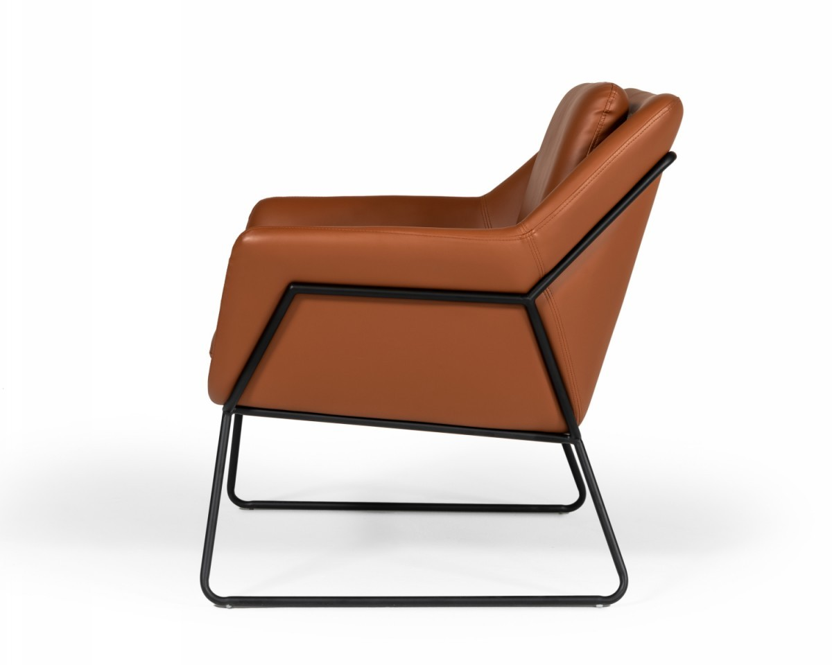 Industrial Brown Eco Leather and Black Metal Chair - Comfortable and Stylish