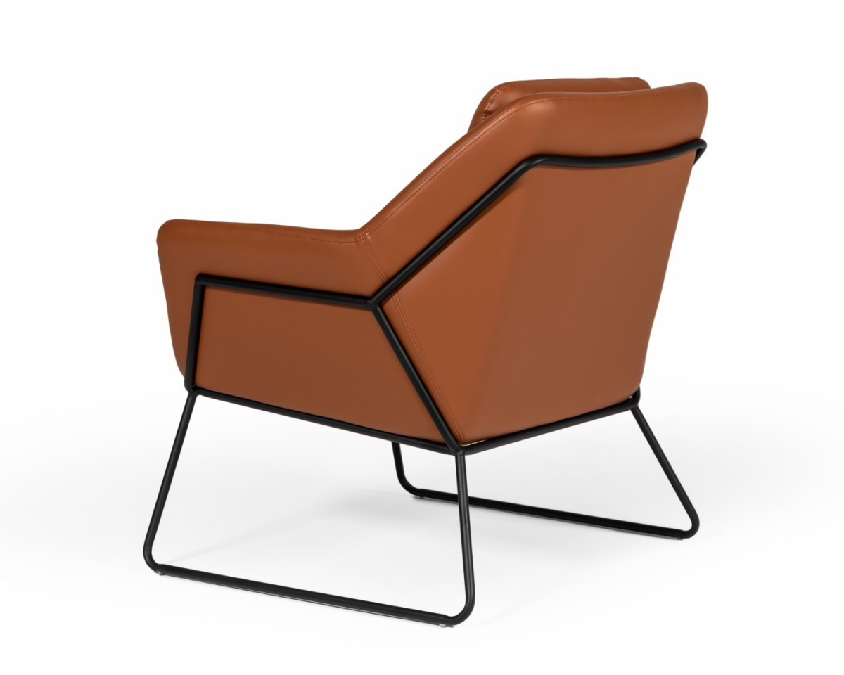 Industrial Brown Eco Leather and Black Metal Chair - Comfortable and Stylish