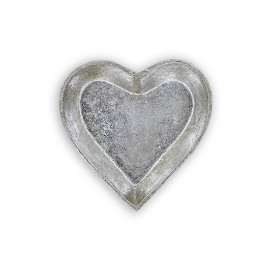 7" Silver Heart Cast Iron Handmade Vanity Tray - Decorative Metal Tray for Home