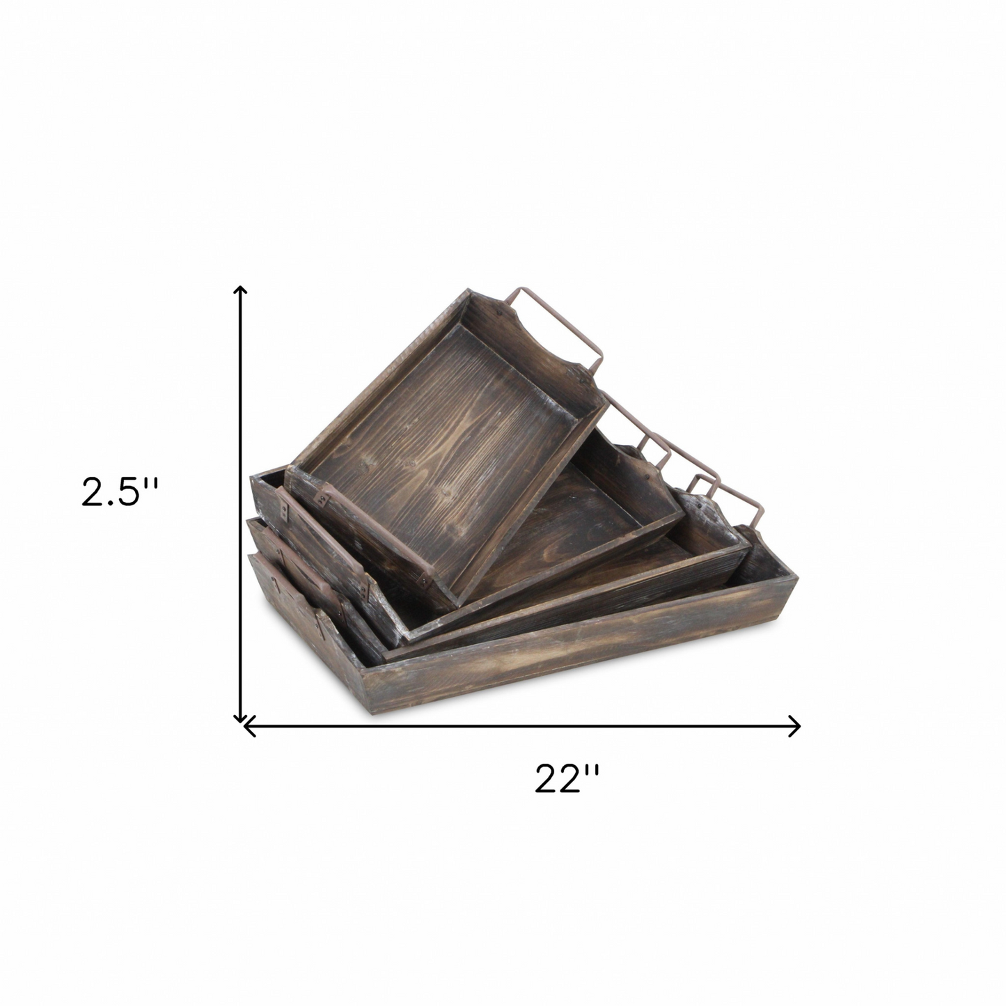 22" Brown Rectangular Wood Handmade Tray Handles - Serve in Style