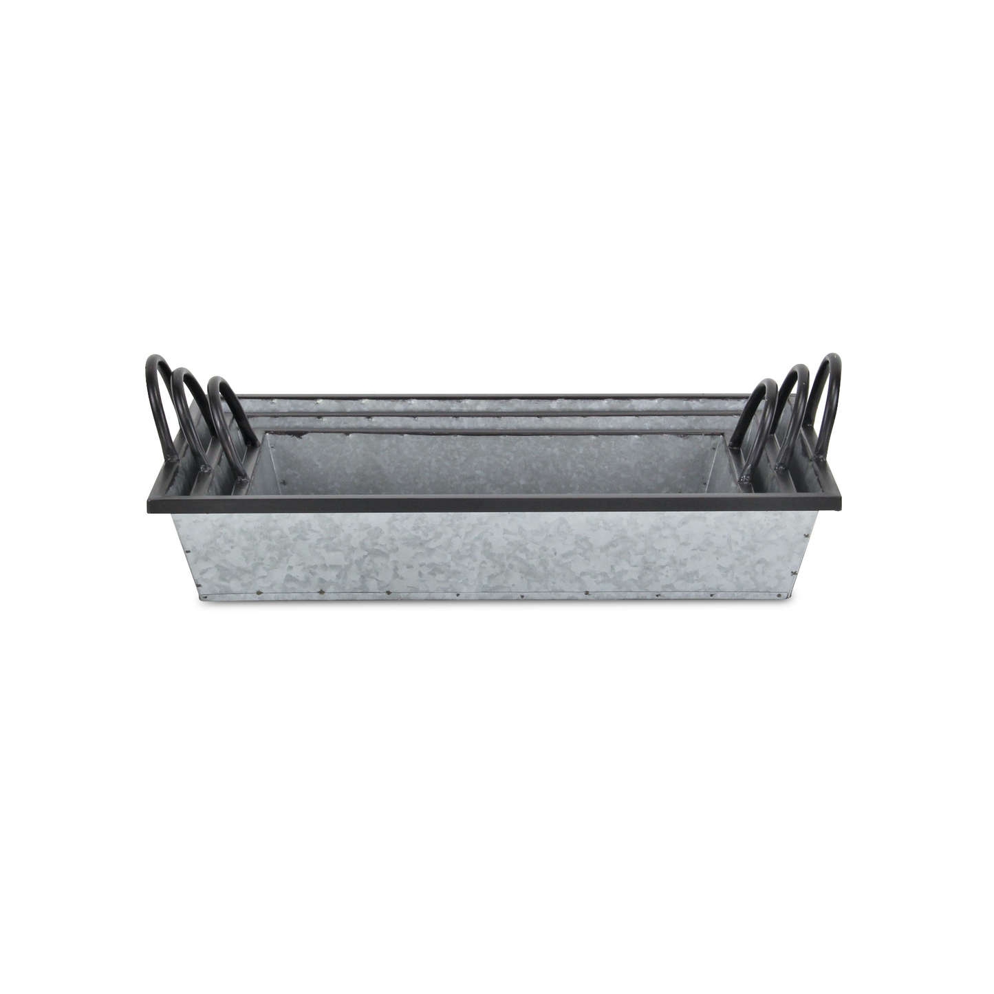 Set Of Three 18" Gray and Black Metal Handmade Trays With Handles - Versatile and Chic Addition to Your Home