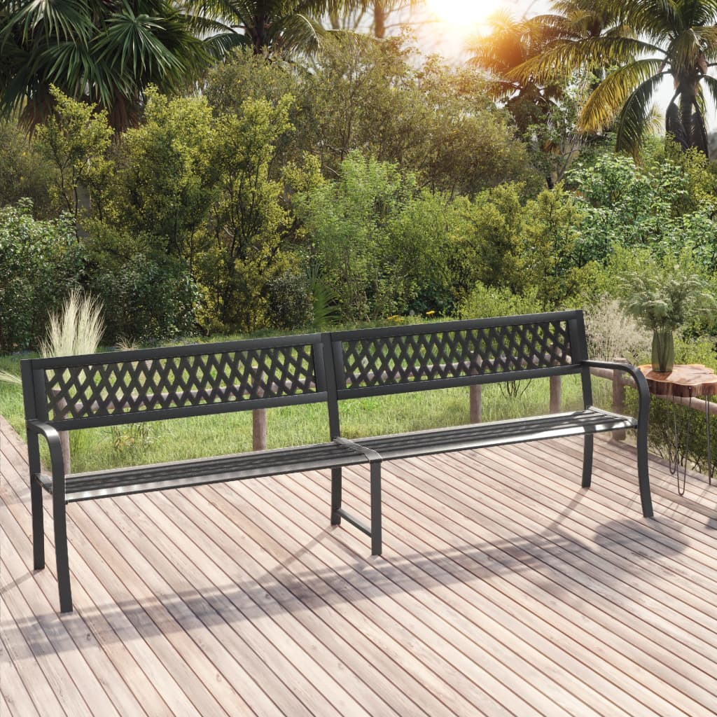 vidaXL Twin Patio Bench Black 93.3" Steel