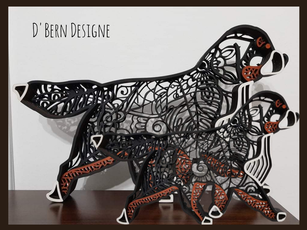 D'Bern Designe Handmade and Hand Painted Wooden Bernese Mountain Dog