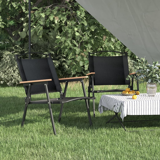 vidaXL Camping Chairs 2 pcs Black | Oxford Fabric | Lightweight & Foldable