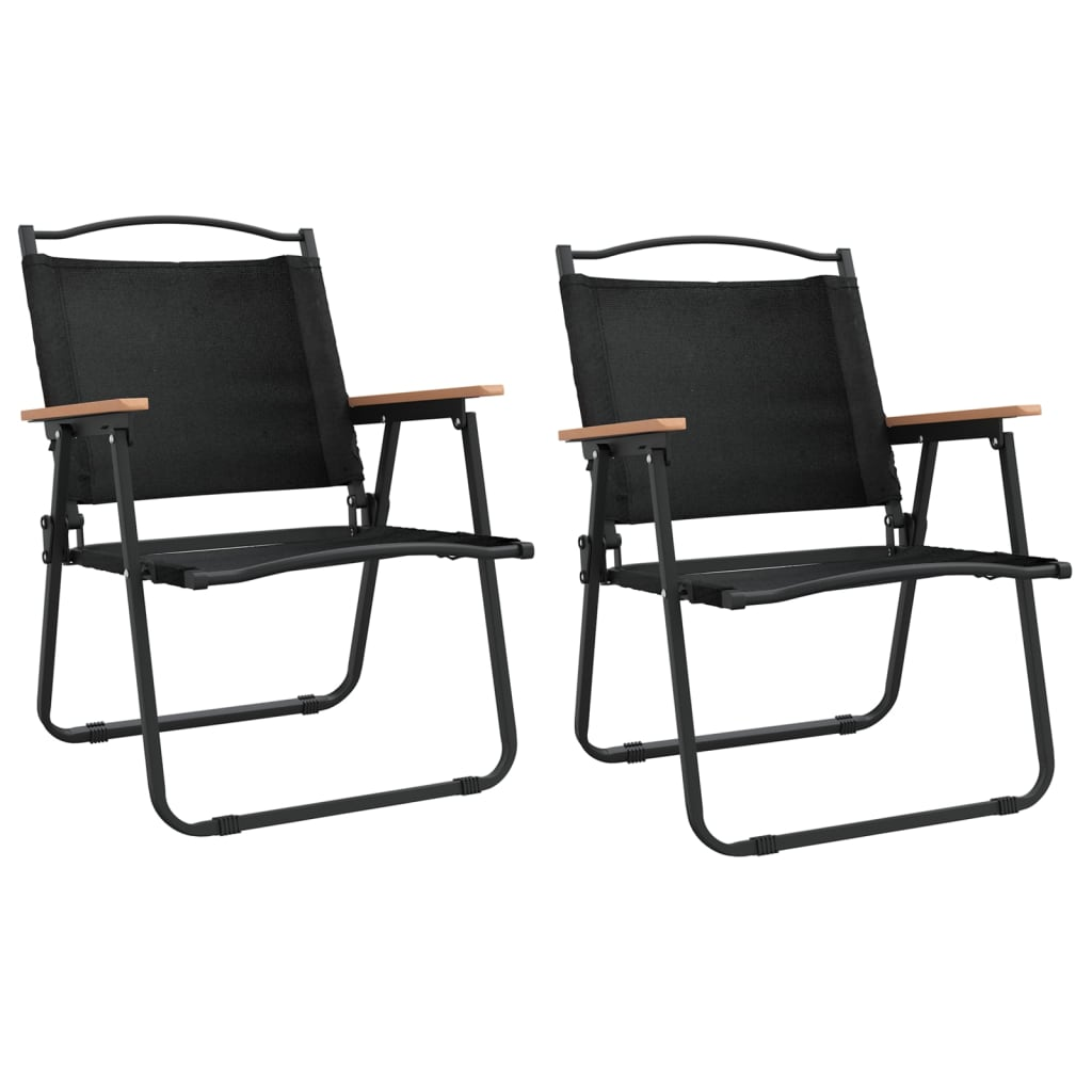 vidaXL Camping Chairs 2 pcs Black | Oxford Fabric | Lightweight & Foldable