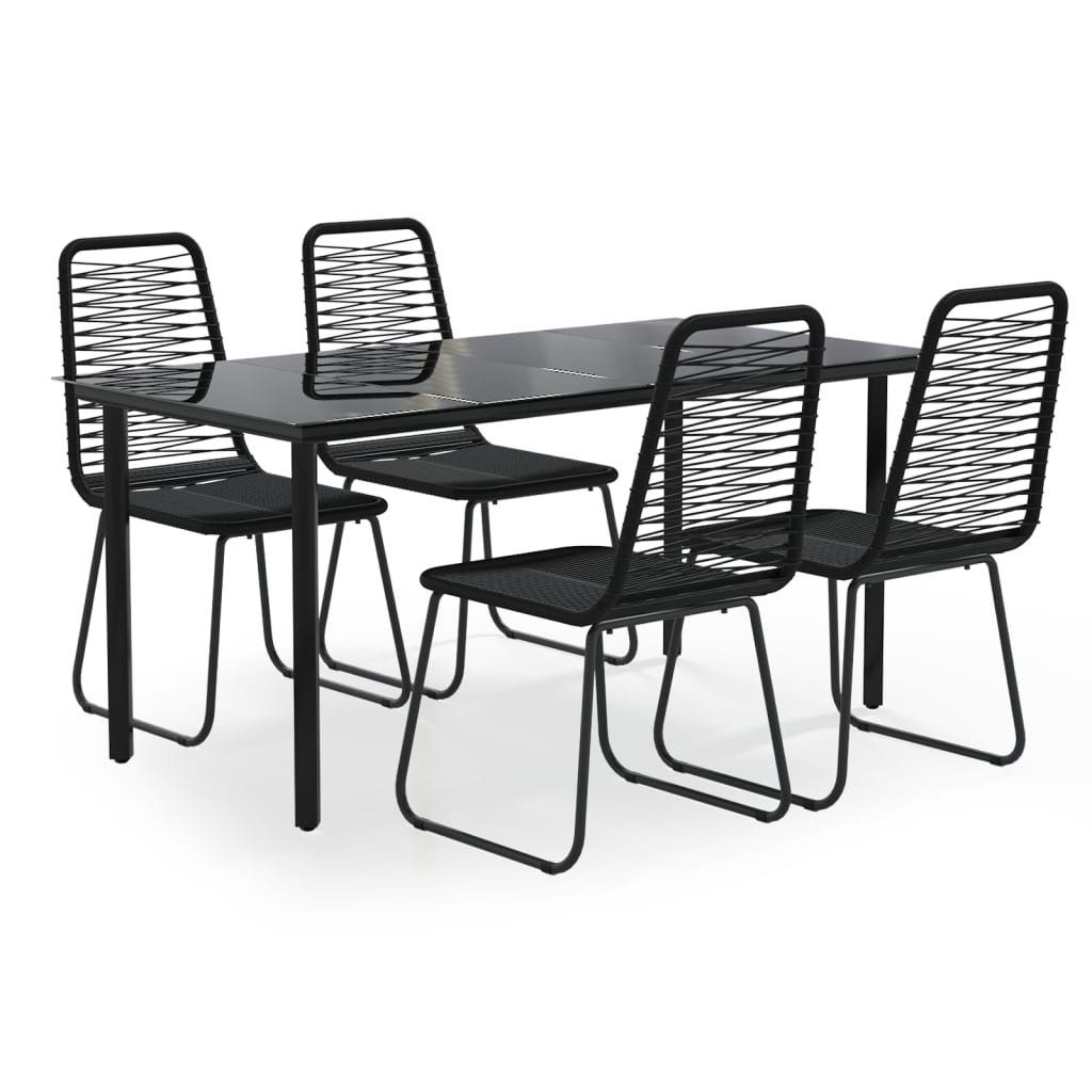 vidaXL 5 Piece Patio Dining Set Black - Weather-resistant and Sturdy
