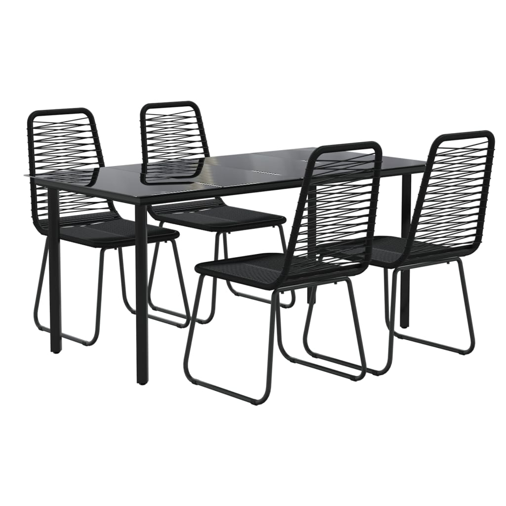 vidaXL 5 Piece Patio Dining Set Black - Weather-resistant and Sturdy