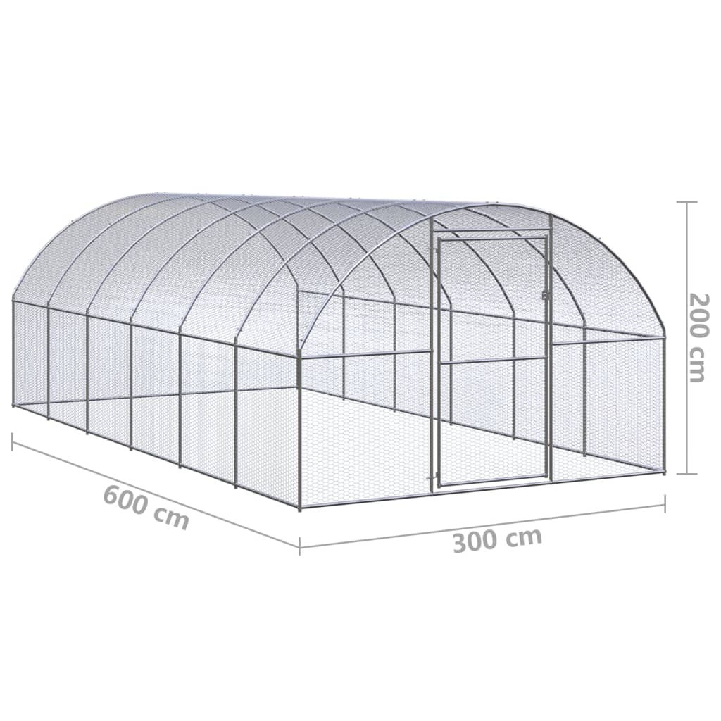 vidaXL Outdoor Chicken Coop 9.8'x19.7'x6.6' Galvanized Steel
