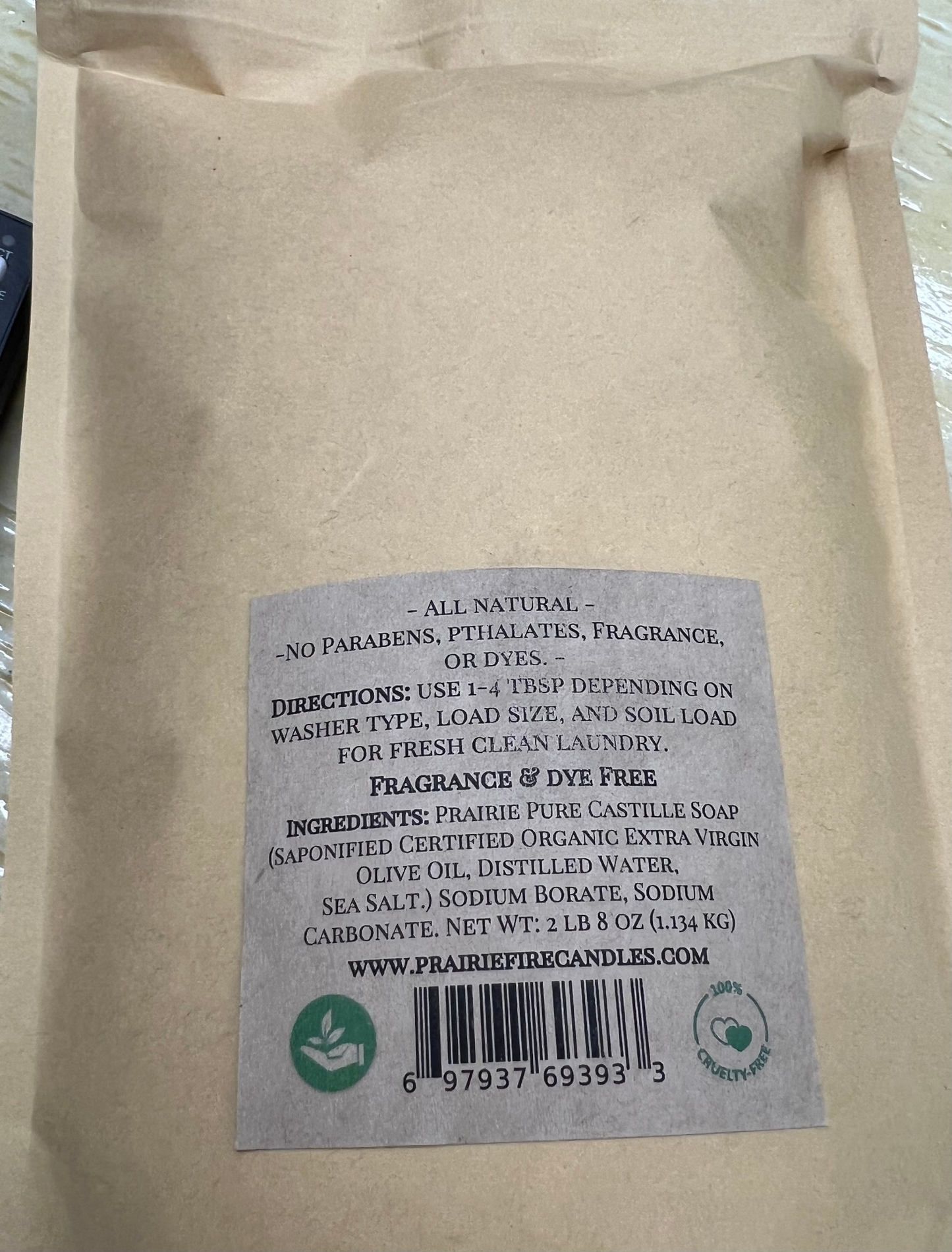 Pure Castile Organic Olive Oil Fragrance and Dye Free Laundry Powder Detergent
