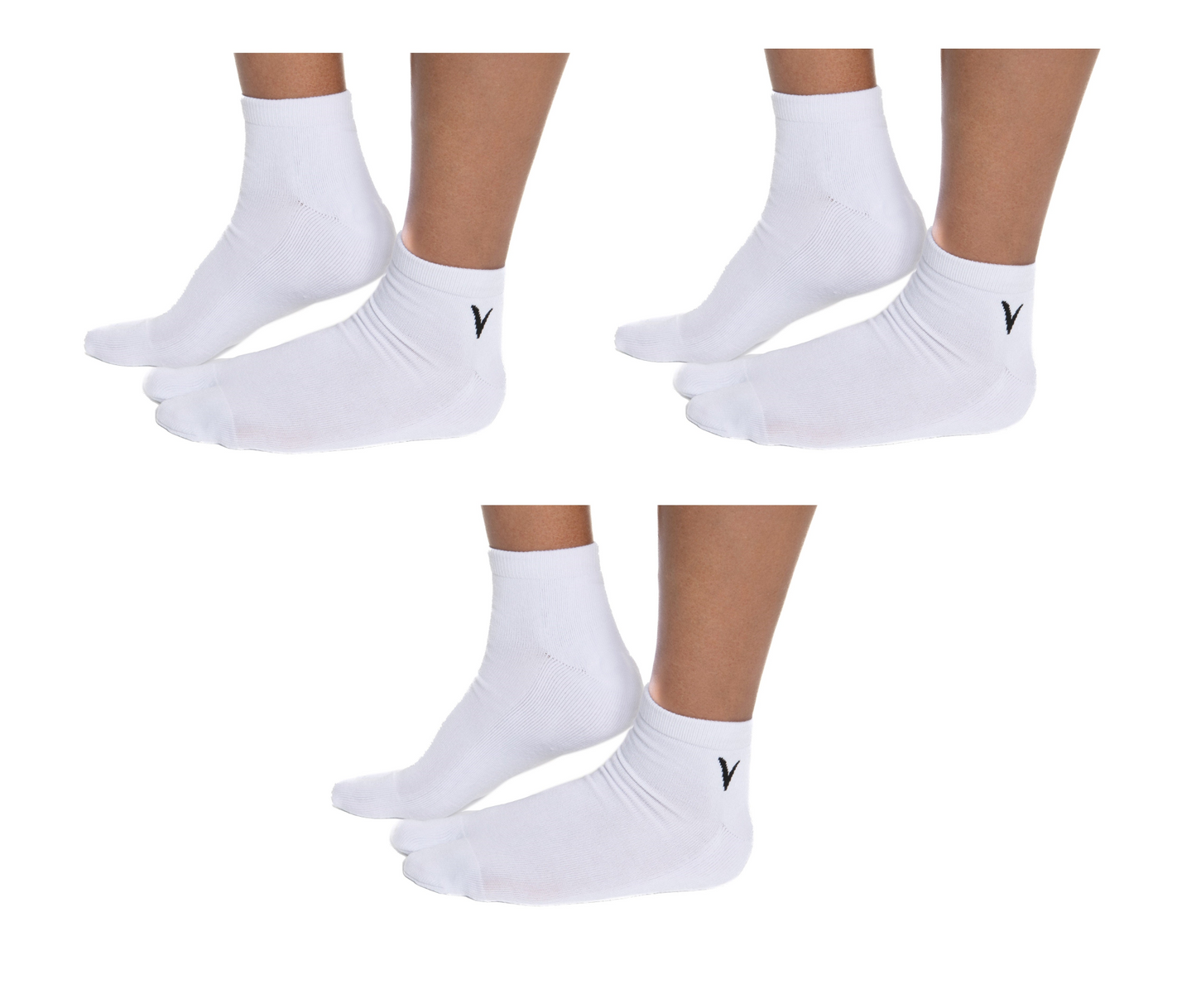 V-Toe Flip-Flop Socks Ankle Tabi | 3 Pairs | Thicker, Comfy & Warm Styles | White | Casual or Athletic