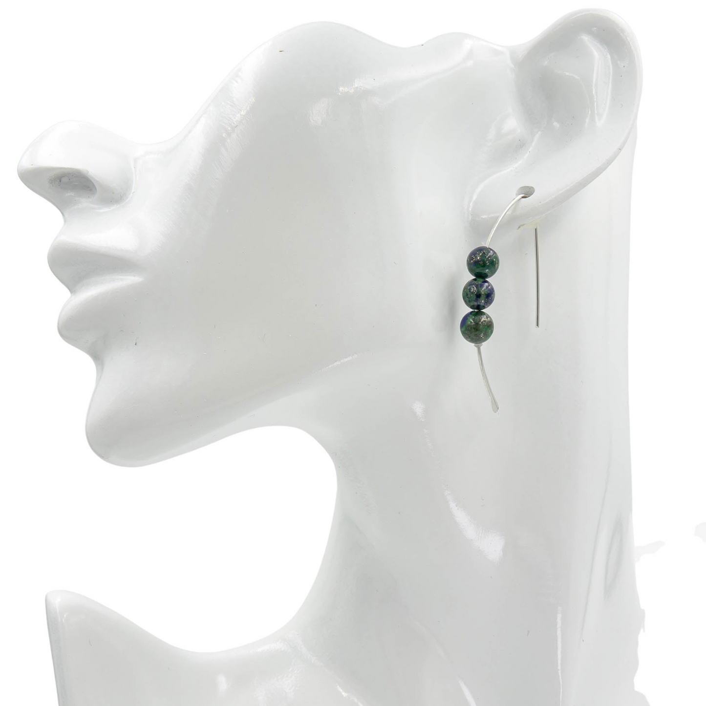 Handmade Azurite Curves Hammered Sterling Silver Earrings