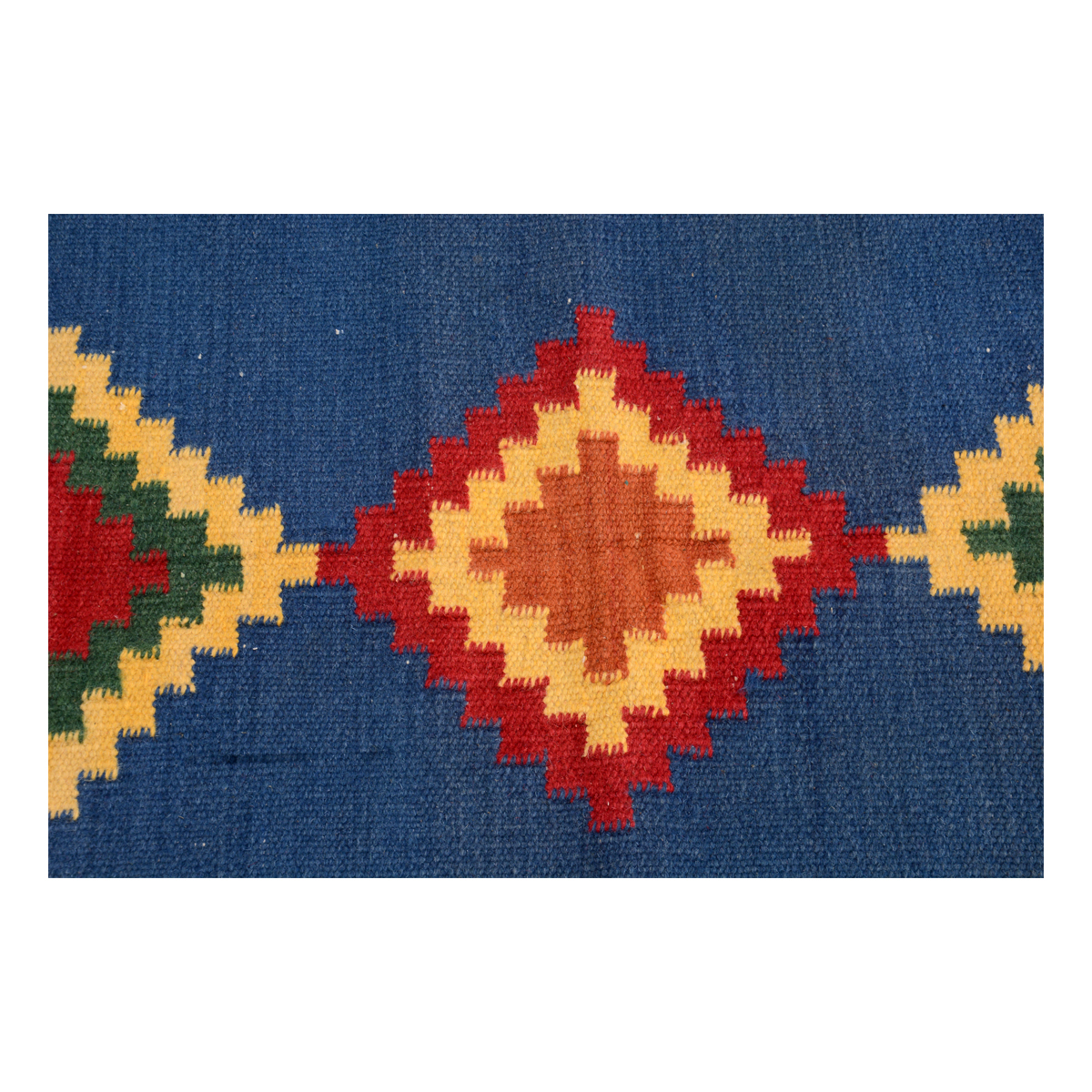 Tribal Handmade Blue Kilim Rug - 100% Genuine Wool, Vintage/Used Design