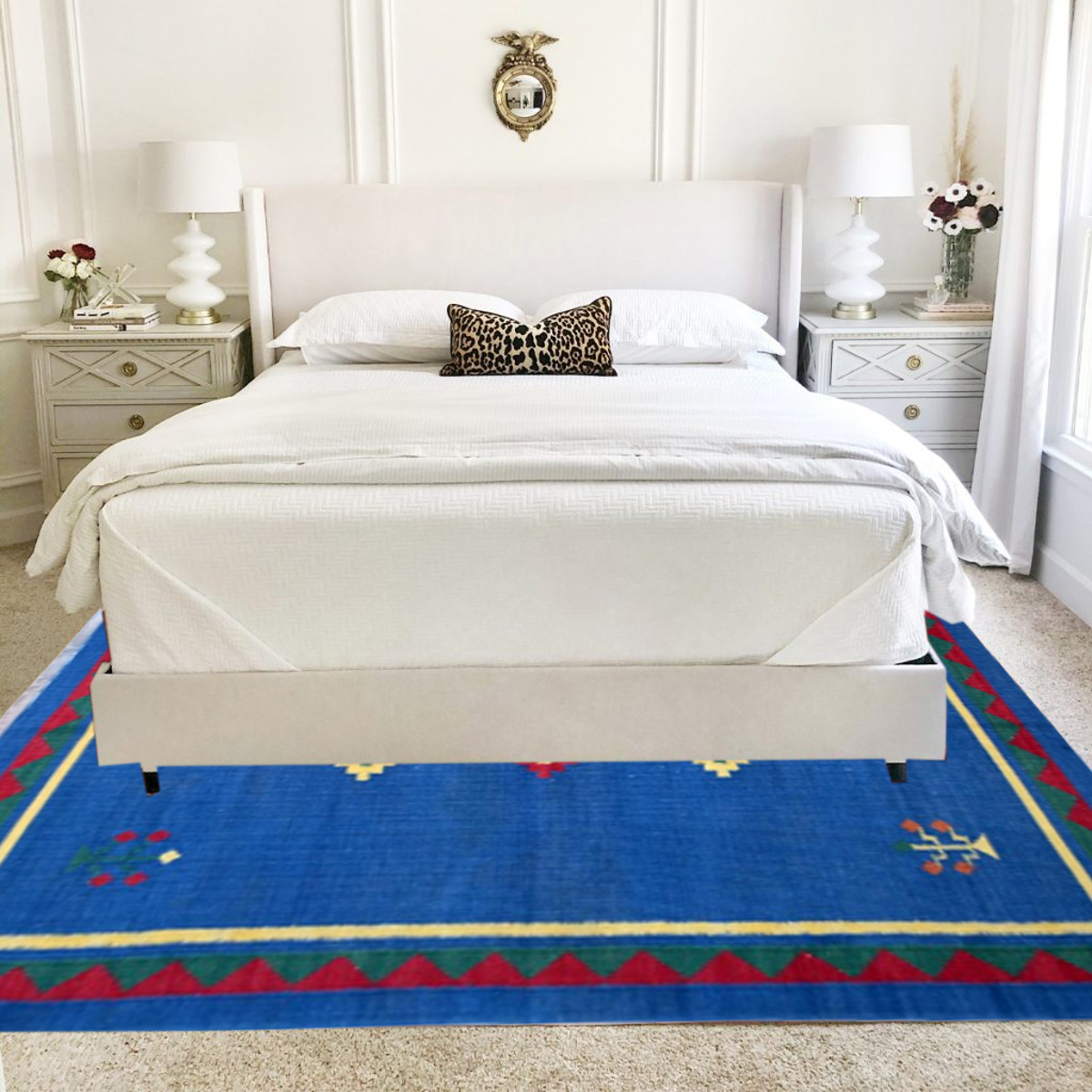 Tribal Handmade Blue Kilim Rug - 100% Genuine Wool, Vintage/Used Design