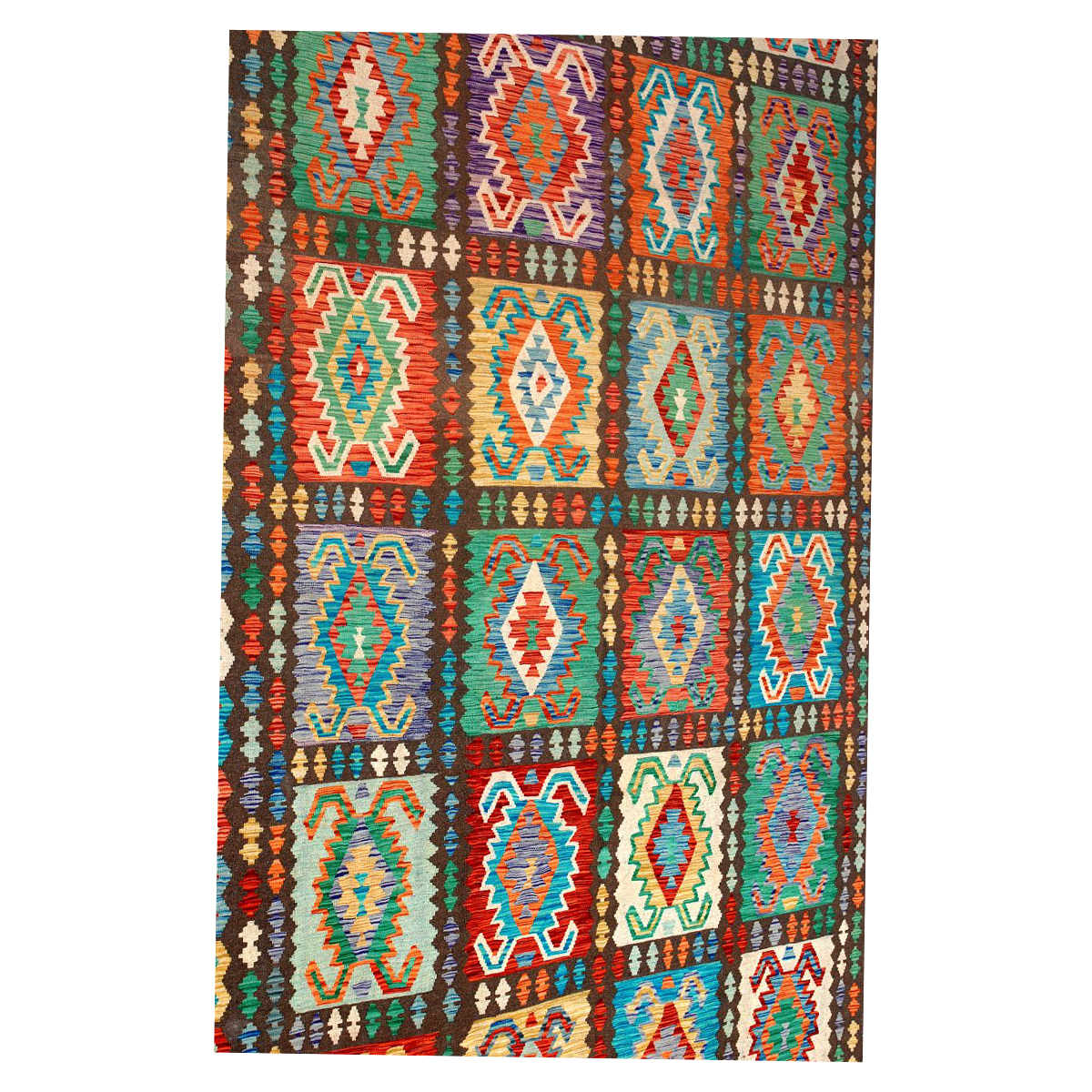 Handmade Multicolor Chobi Kilim Rug - Authentic Woolen Kilim Rug