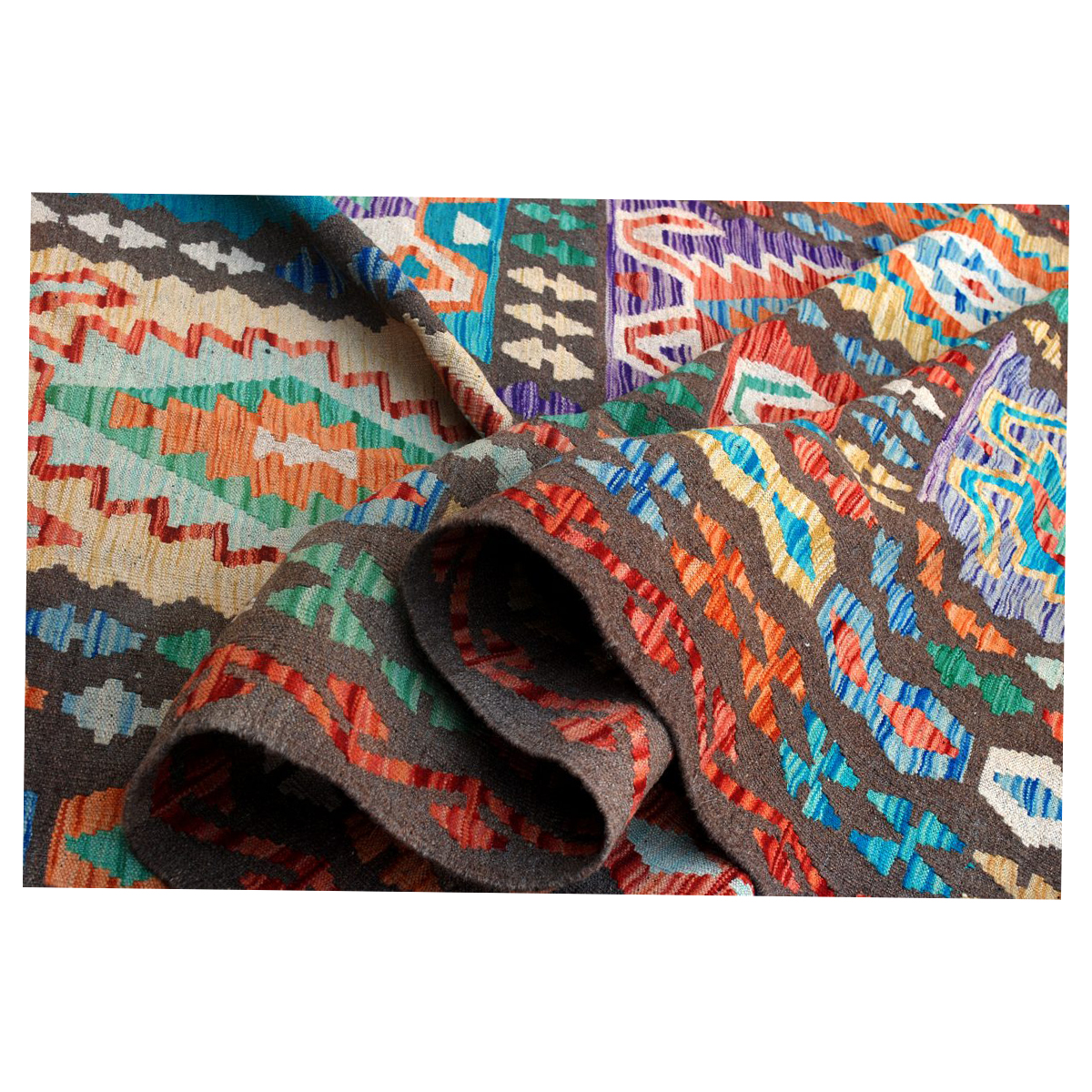 Handmade Multicolor Chobi Kilim Rug - Authentic Woolen Kilim Rug