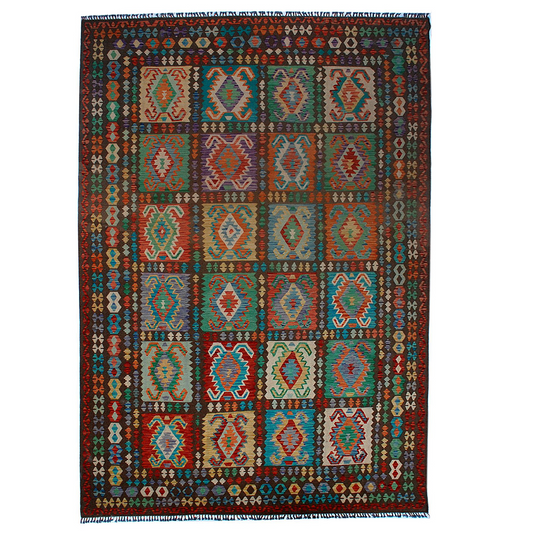 Handmade Multicolor Chobi Kilim Rug - Authentic Woolen Kilim Rug