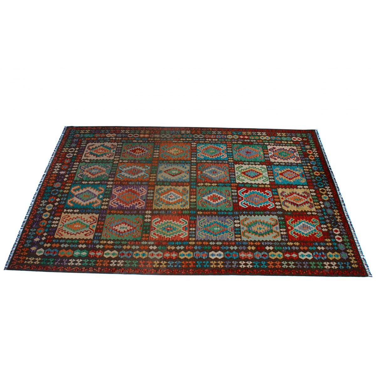 Handmade Multicolor Chobi Kilim Rug - Authentic Woolen Kilim Rug