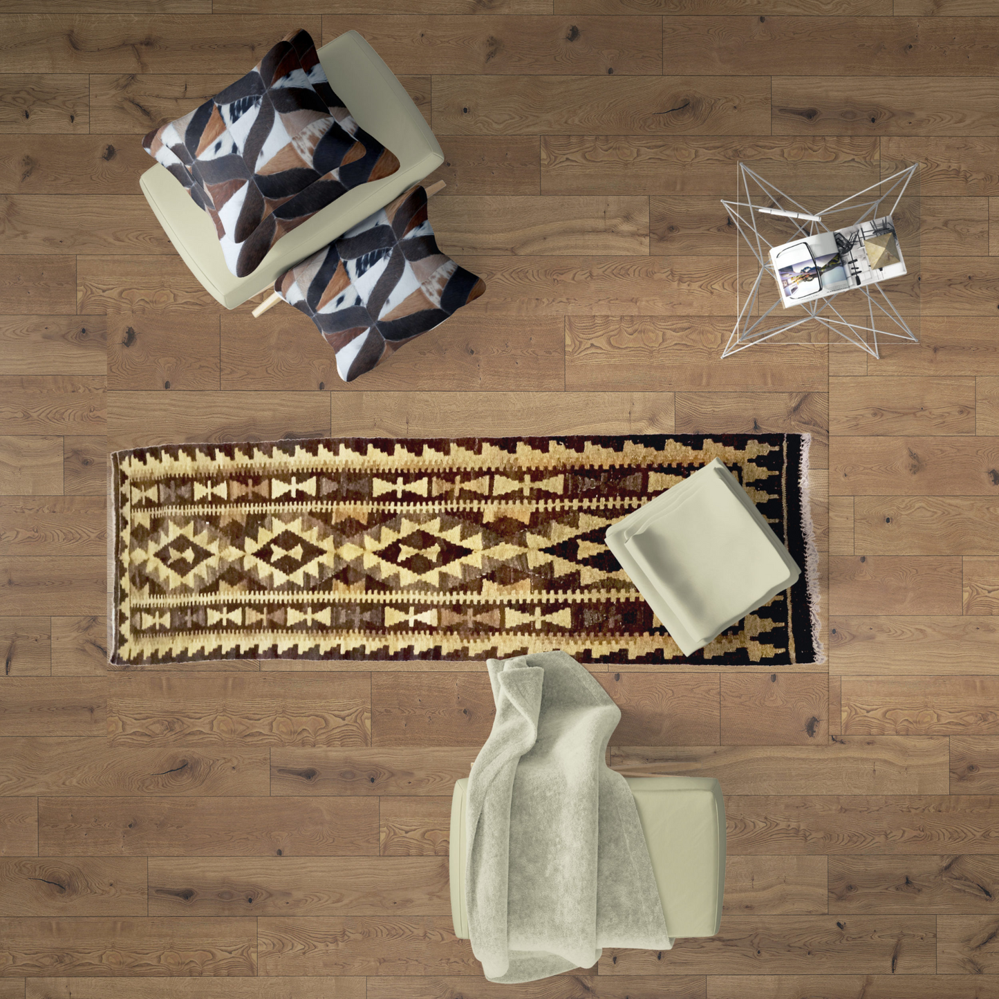 Woolen Handmade Neutral Kilim Runners - Colorful and Attractive Rugs for Sale