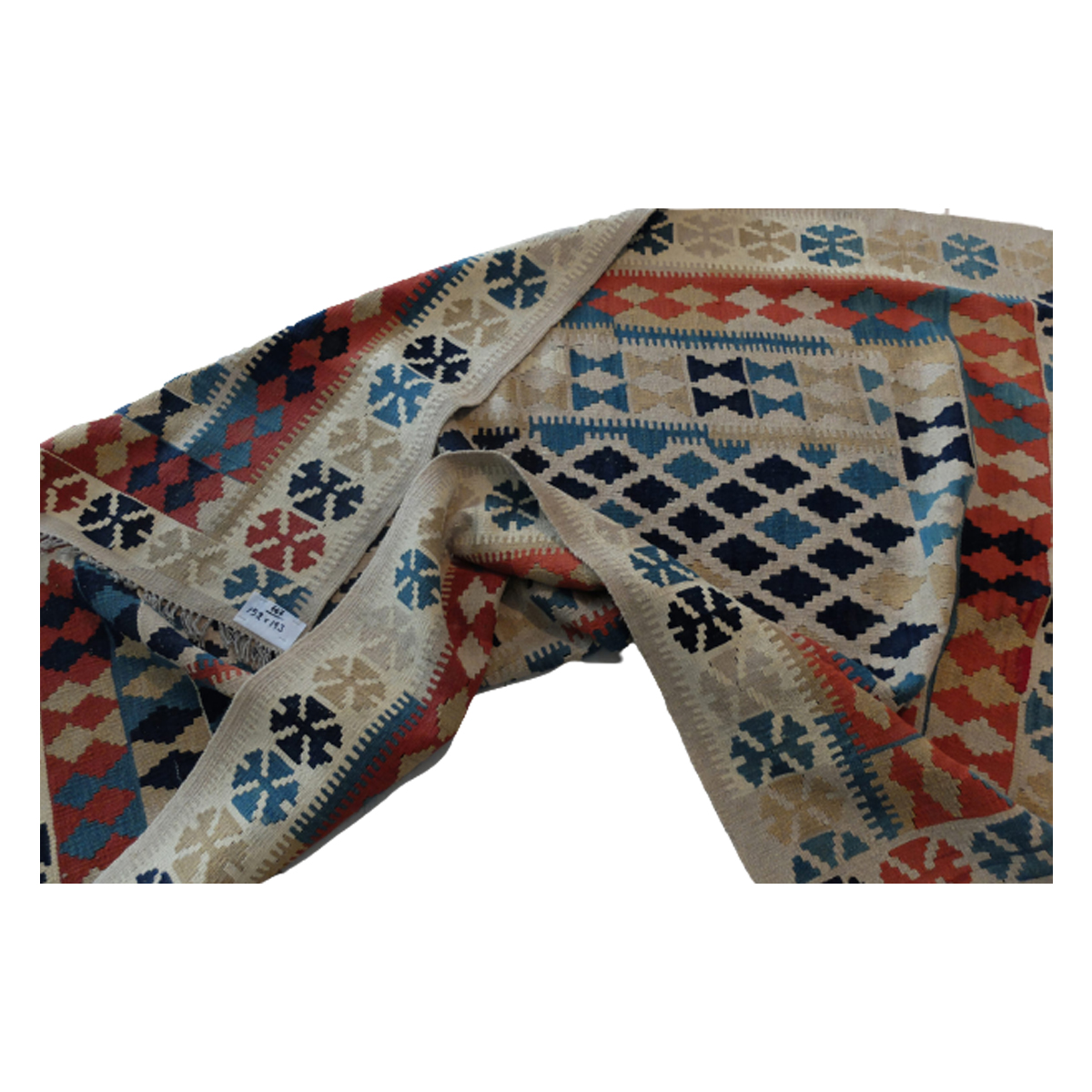Handmade Dairy Cream Kilim Rug - Colorful and Attractive Woolen Multicolor Rug for Sale