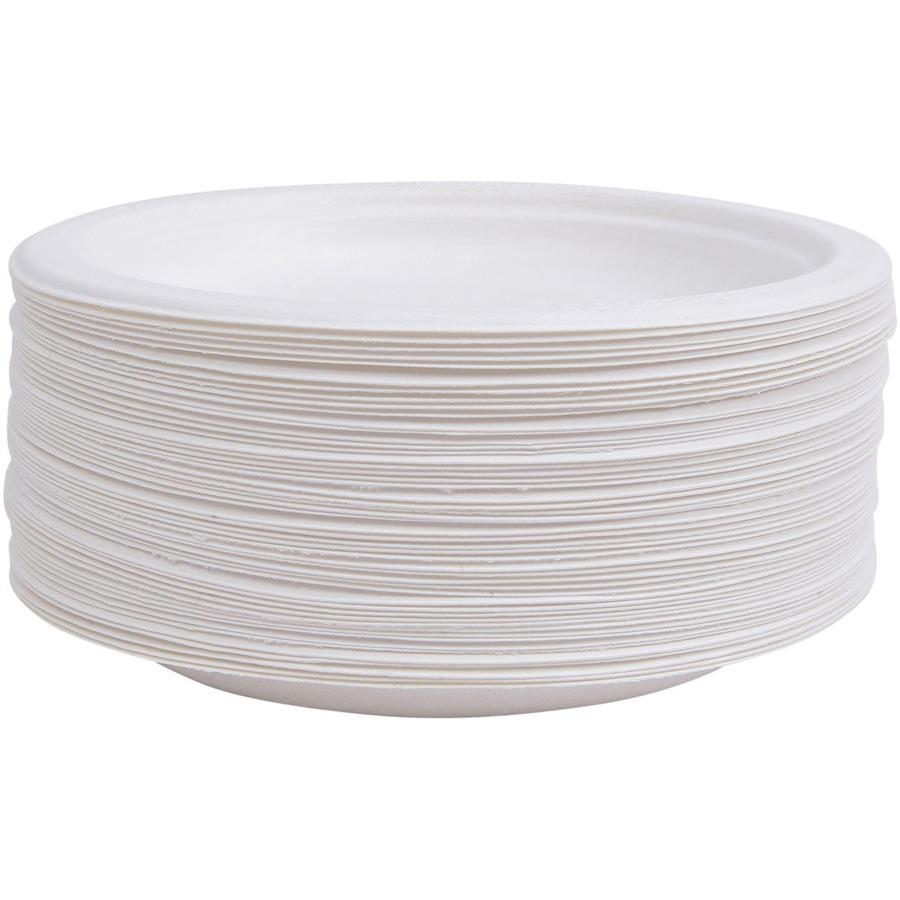 Eco-Products Vanguard 6" Sugarcane Plates - Breakroom - Disposable - Microwave Safe - 6" Diameter - White - Sugarcane Fiber Body - 1000 / Carton