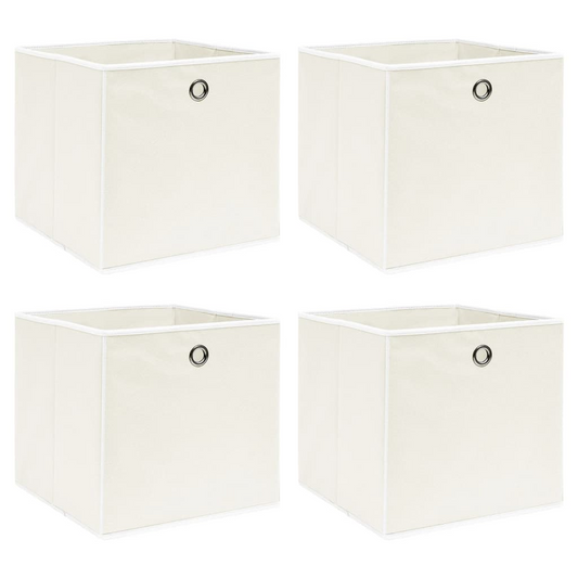 vidaXL Storage Boxes 4 pcs White 12.6"x12.6"x12.6" Fabric - Durable and Foldable Storage Solution