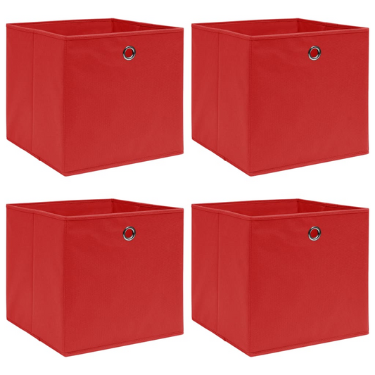 vidaXL Storage Boxes 4 pcs Red 12.6"x12.6"x12.6" Fabric