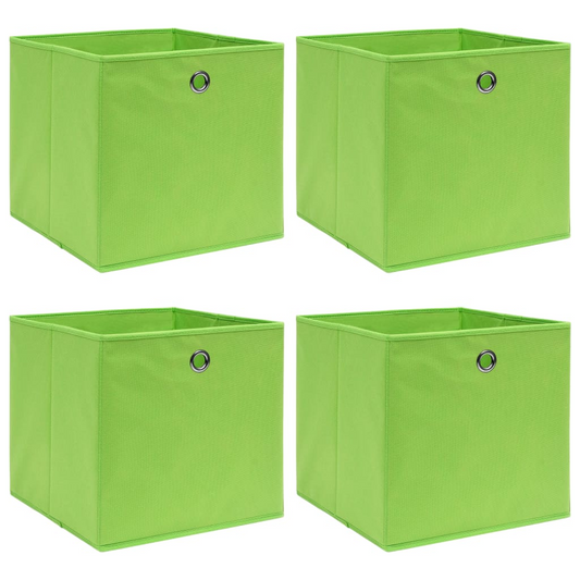 vidaXL Storage Boxes 4 pcs Green 12.6"x12.6"x12.6" Fabric