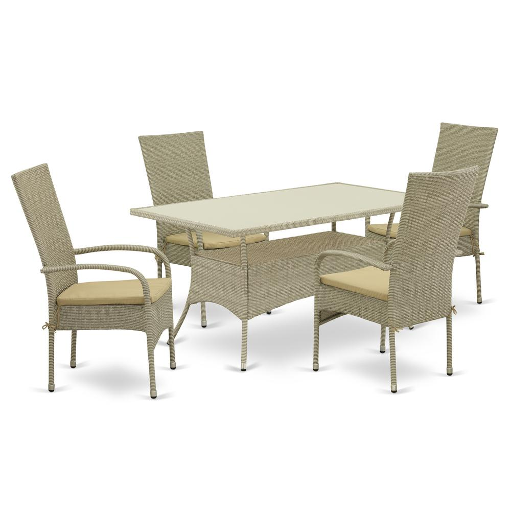 Wicker Patio Set Natural Linen - OSOS5-03A | Outdoor Furniture Set
