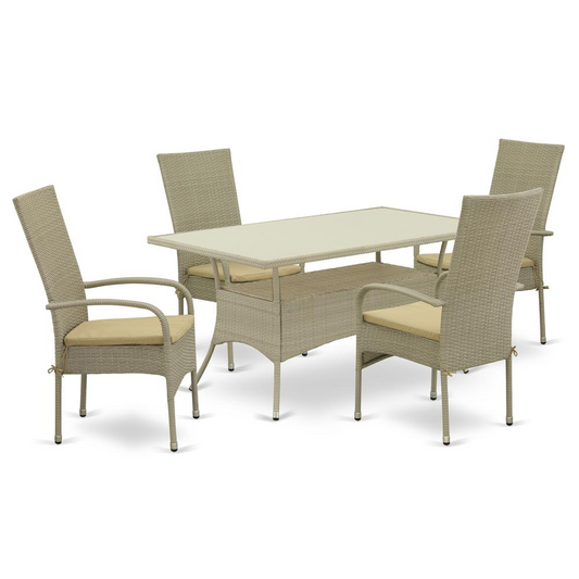 Wicker Patio Set Natural Linen - OSOS5-03A | Outdoor Furniture Set