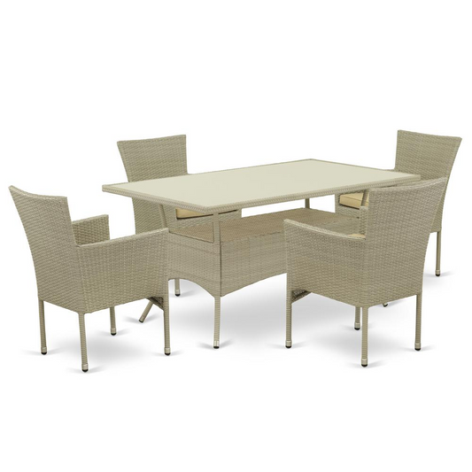 Wicker Patio Set Natural Linen | OSBK5-03A | Outdoor Furniture