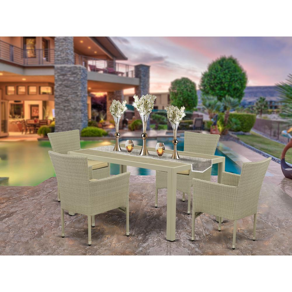 Wicker Patio Set Natural Linen - Outdoor Furniture Set