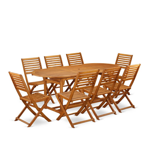 Wooden Patio Set Natural Oil, BSBS9CWNA