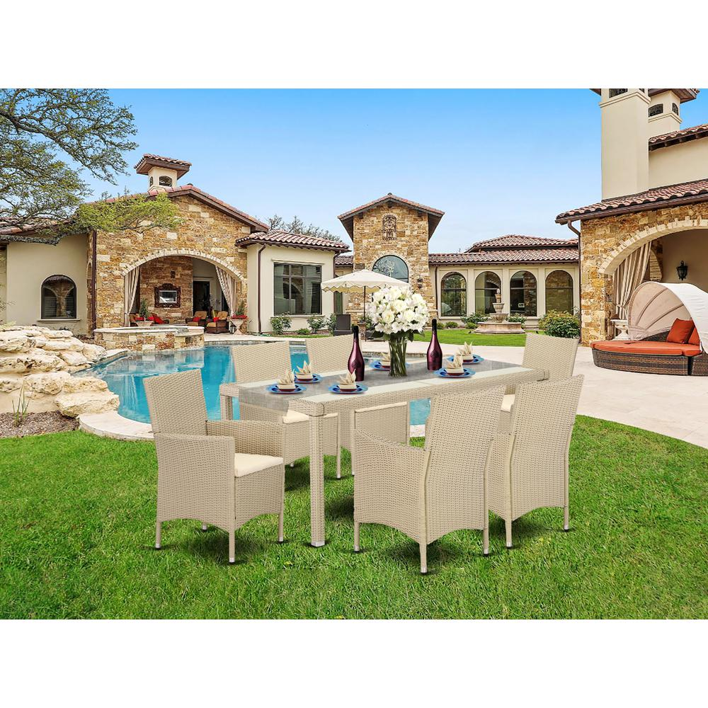 Wicker Patio Set Cream, LUVL7-53V - Modern and Budget-Friendly Outdoor Furniture