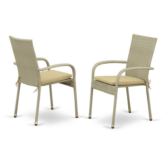Wicker Patio Chair Natural Linen | Weather Resistant | Comfortable Cushions