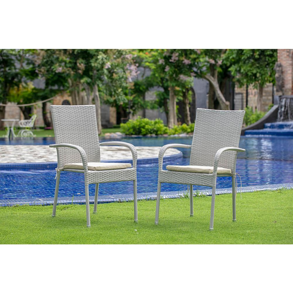 Wicker Patio Chair Natural Linen | Weather Resistant | Comfortable Cushions