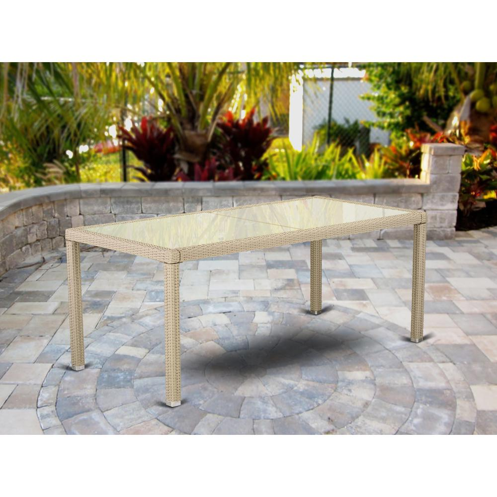 Wicker Patio Table Cream - Weather Resistant Outdoor-Furniture