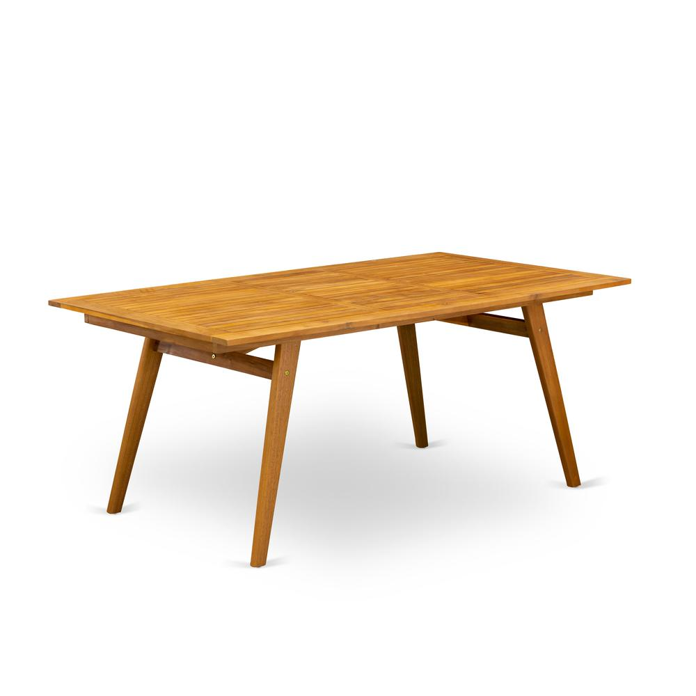 East West Furniture DEBS9CWNA 9-Pc Small Patio Table Set- 8 Patio Chairs Ladder Back and Patio Table and Rectangle Top with Wood 4 legs - Natural Oil Finish